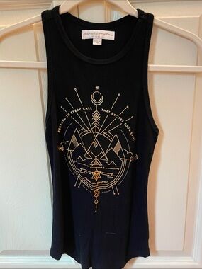 Spiritual Gangster Black Tank with Gold Mountain Graphic
